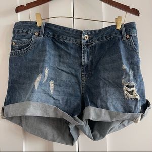 Denim distressed short shorts